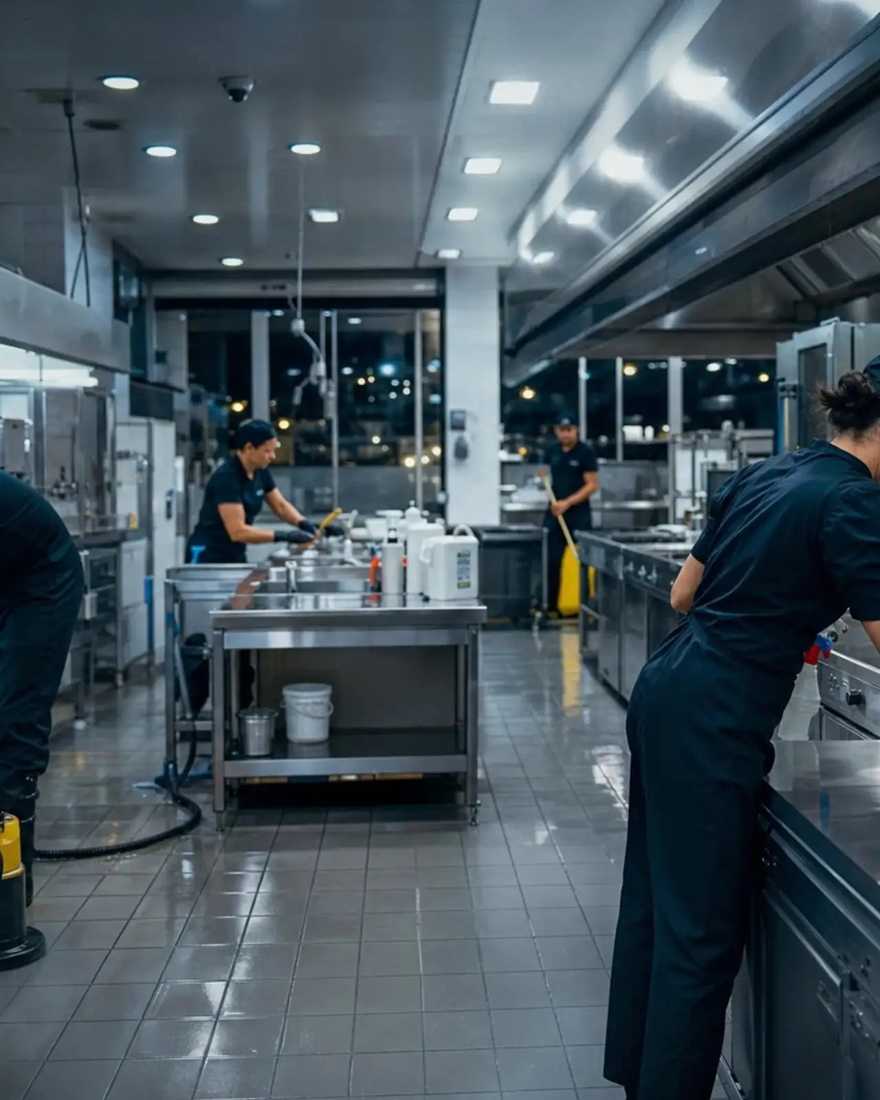 Medewerker aan het werk in een professionele keuken